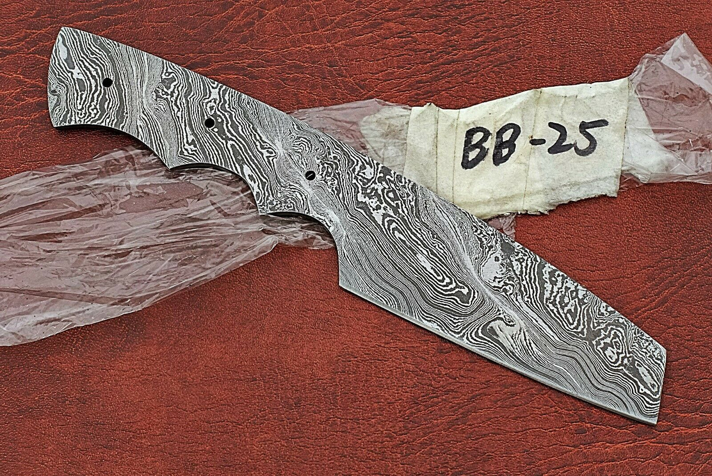 7.5" long hand forged Damascus steel sheeps foot blank blade, 3.5" cutting edge