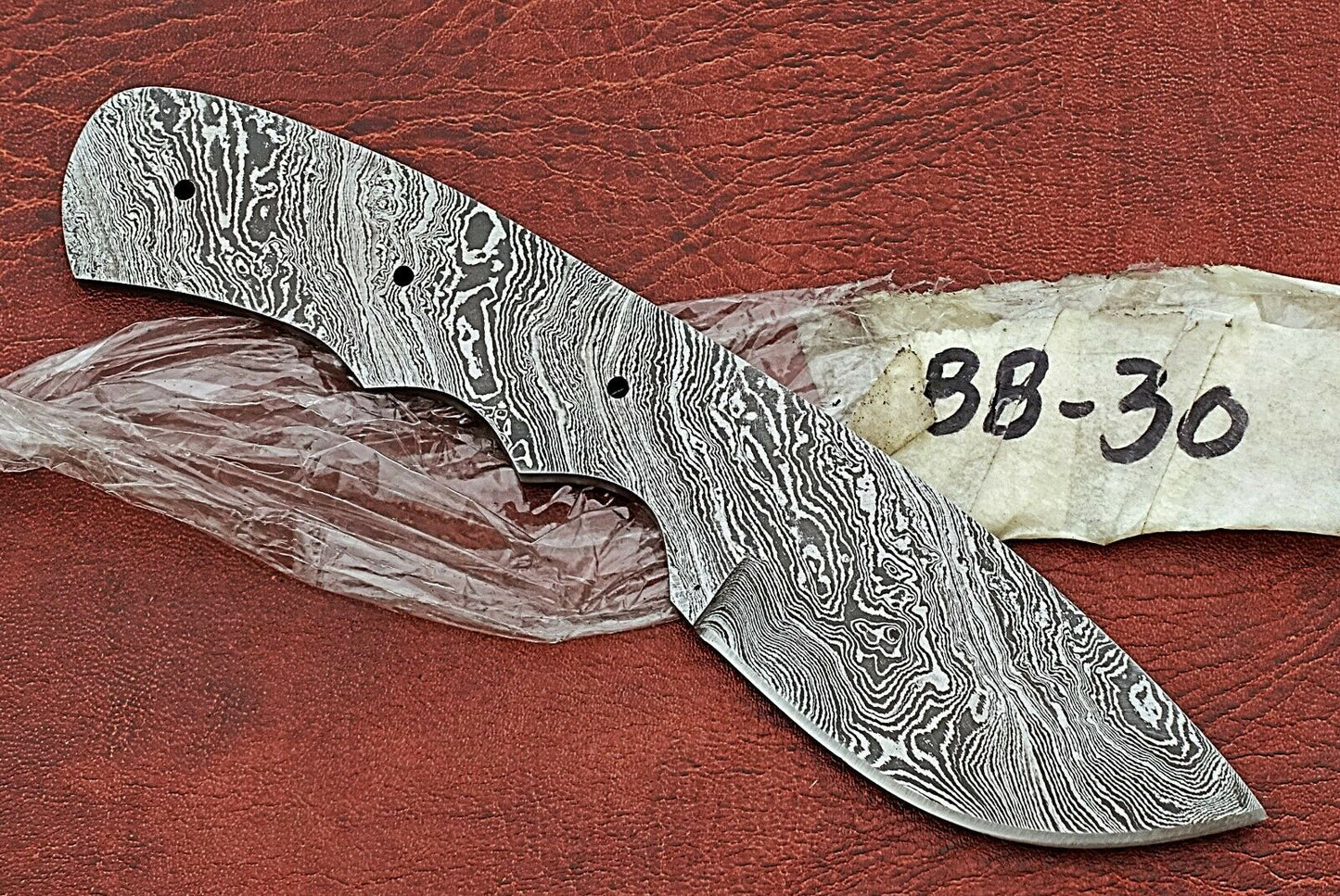 6.75" spear point Damascus steel blank blade pocket knife with 3.25" cutting