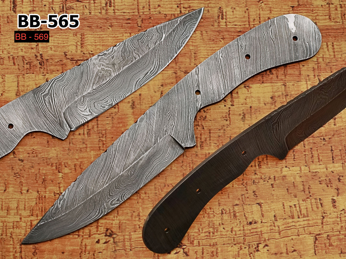 8.75 inches long drop point blank blade, hand forged twist pattern Damascus steel blank blade skinning knife with 3 Pin hole & finger groove, 4.5 inches cutting edge