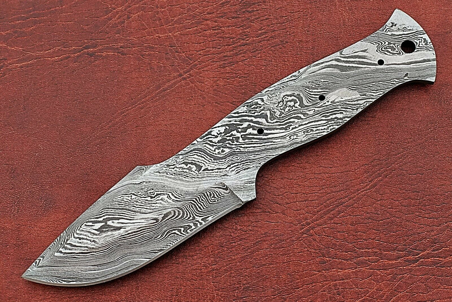 8" clip point Damascus steel blank blade pocket knife with 3.5" cutting