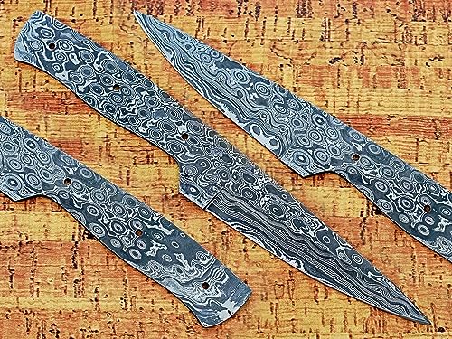 Twist pattern Damascus steel clip point blank blade, 8.5 inches long full tang blank blade with 3.75 cutting edge, 3 finger groove scale with 3 pins, knife making supplies