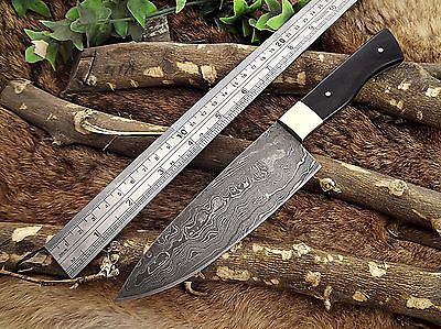 10" long Damascus Steel kitchen Knife full tang 5.5" long Hand Forged blade