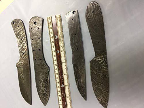 4 Pieces Set of 8 and 9 inches Long Hand Forged Damascus Steel Blank Blade Skinning Knife Set, 3 to 4 inches Cutting Edge, Compact Pocket Knife Blanks