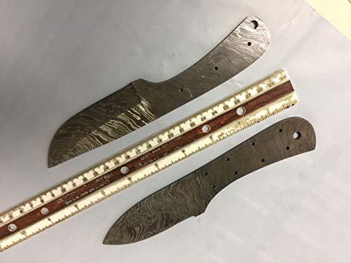2 Pieces Set of 8 inches Long Hand Forged Damascus Steel Blank Blade Skinning Knife, 3.5 inches Cutting Edge
