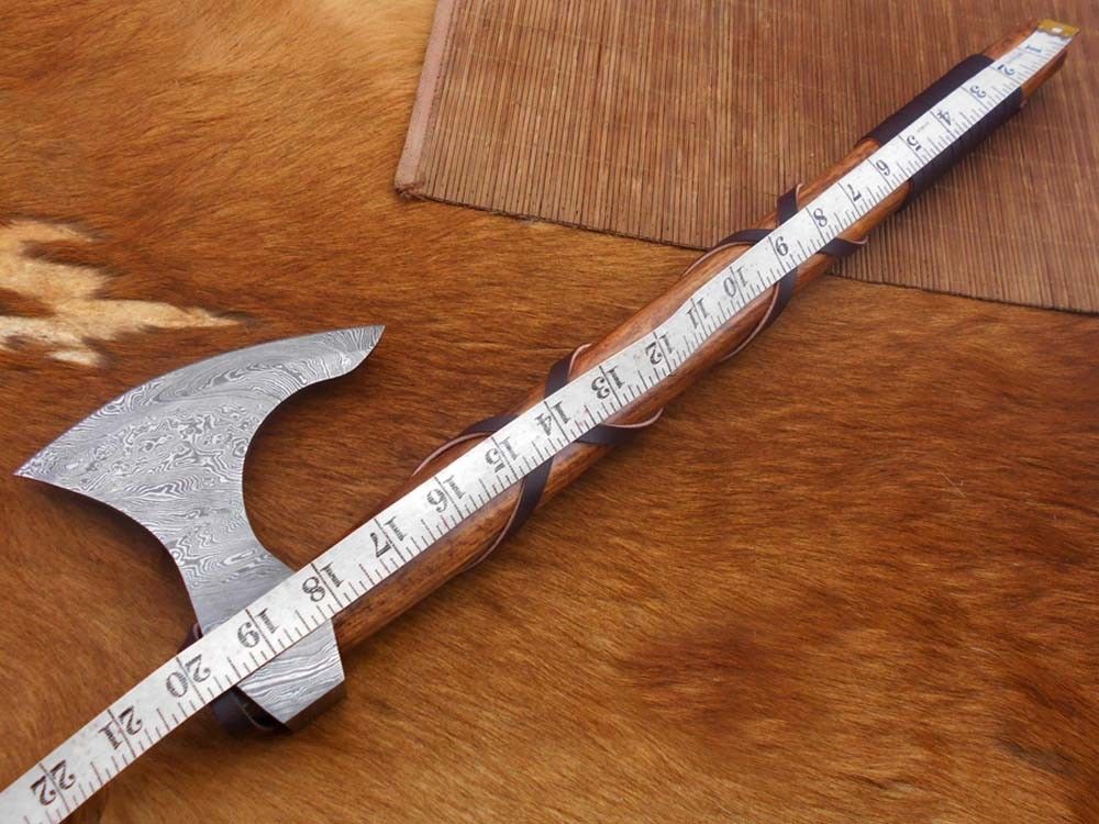 Hand forged Carbon steel Tomahawk Godzilla Axe, Hunting Axe, hiking battle axe Rose wood scale