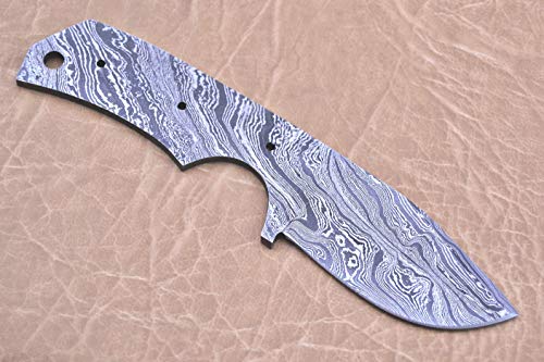 6.25 inches Long Hand Forged Damascus Steel Blank Blade Skinning Knife with 3 Pin Hole & an Inserting Hole Space 3 inches Blade