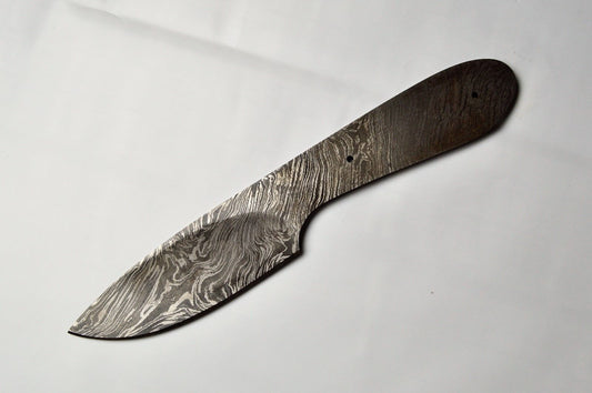 Damascus steel blank blade 8.5" long hand forged 4" cutting edge, 2 pin holes