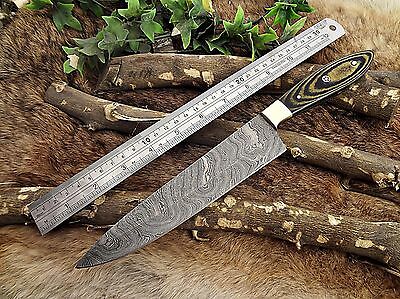 Damascus Steel kitchen chef Knife 13" full tang Hand Forged blade, 2 tone wood