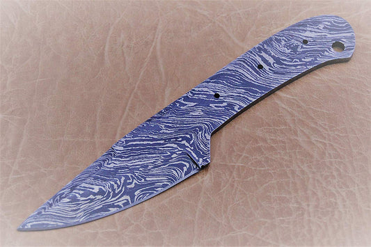 blank blade Damascus steel, 7.5 inches long hand forged pocket skinning knife, camping knife with 3 Pin holes and an inserting hole 3 inches cutting edge pocket knife blank blade