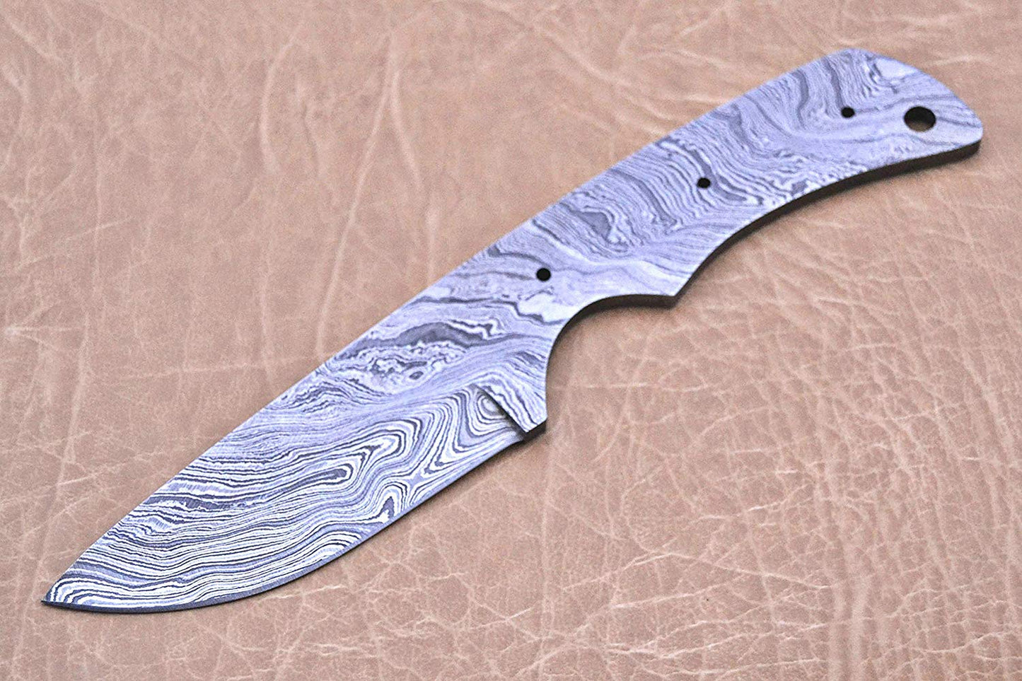 8 inches Long Blank Blade, Knife Making Supplies, Damascus Steel Blank Blade Hand Forged Skinning Knife with 3 Pins & an Inserting Hole Space 4" Long Blade with 4" Scale