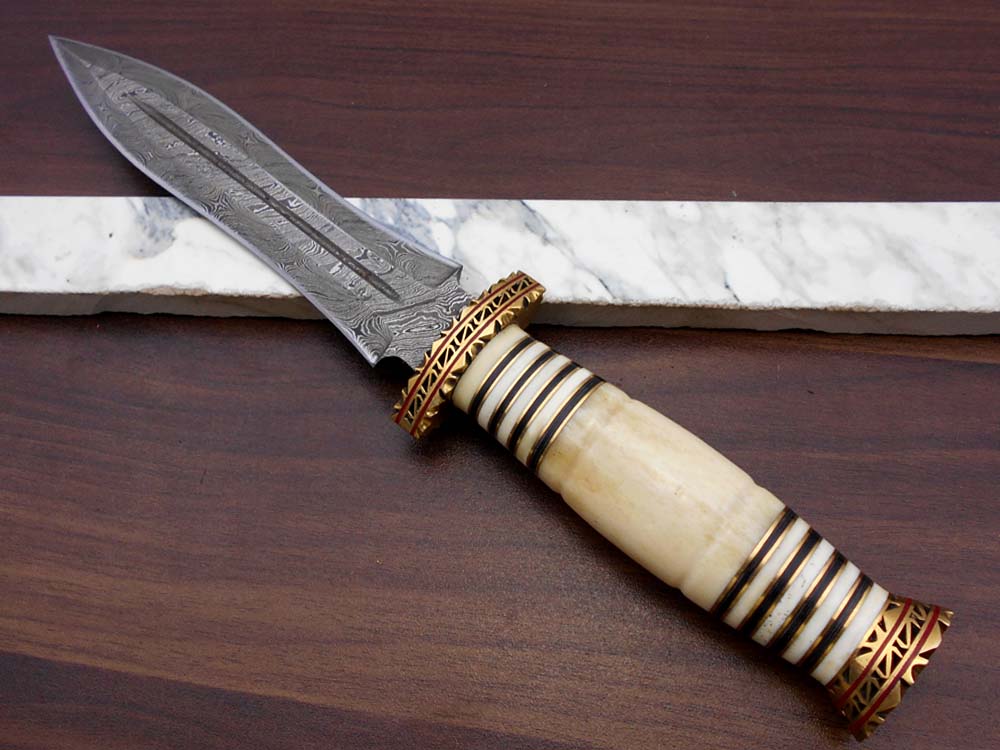 13 Long Damascus Dagger hand forged Knife 7 dual cutting edge exotic –  Damascus Depot