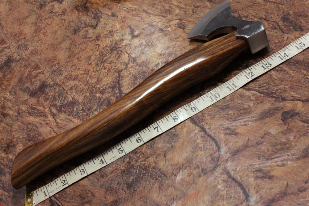 14 Inches long Hand Forged high carbon steel Log splitter Axe with Rose wood round handle, thick Cow hide Leather sheath
