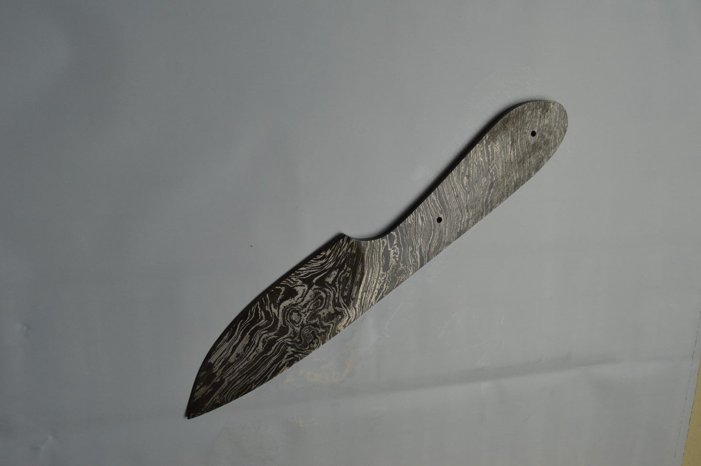 Damascus steel blank blade 8.5" long hand forged 4" cutting edge, 2 pin holes