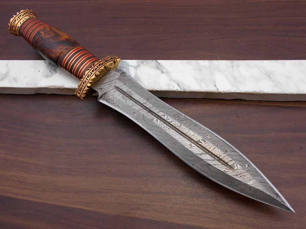 13 Long Damascus Dagger hand forged Knife 7 dual cutting edge exotic –  Damascus Depot